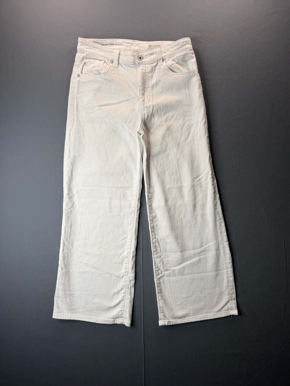 AG Cherise Wide Leg Crop Mid-Rise Fit Size 28 White Jeans